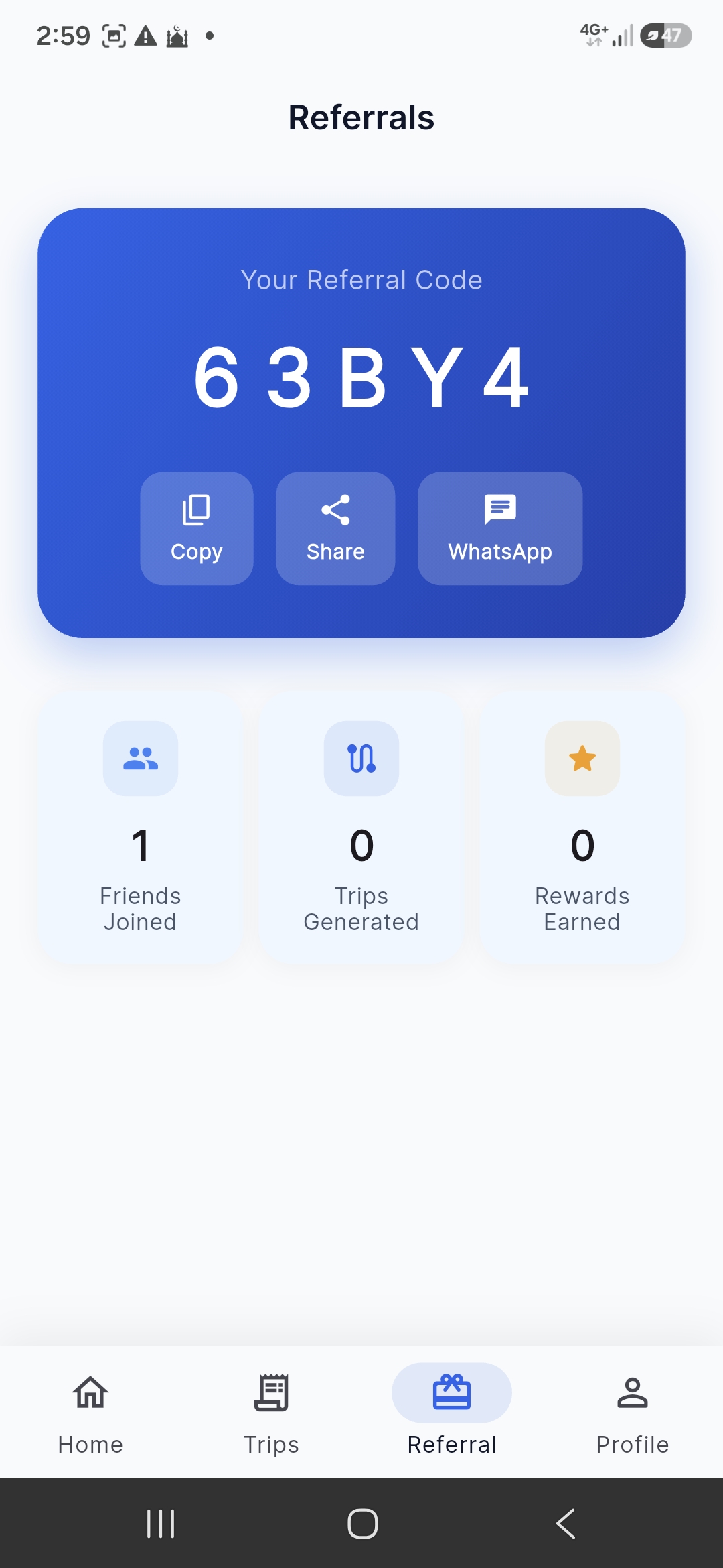 Earn referral rewards with code AB123